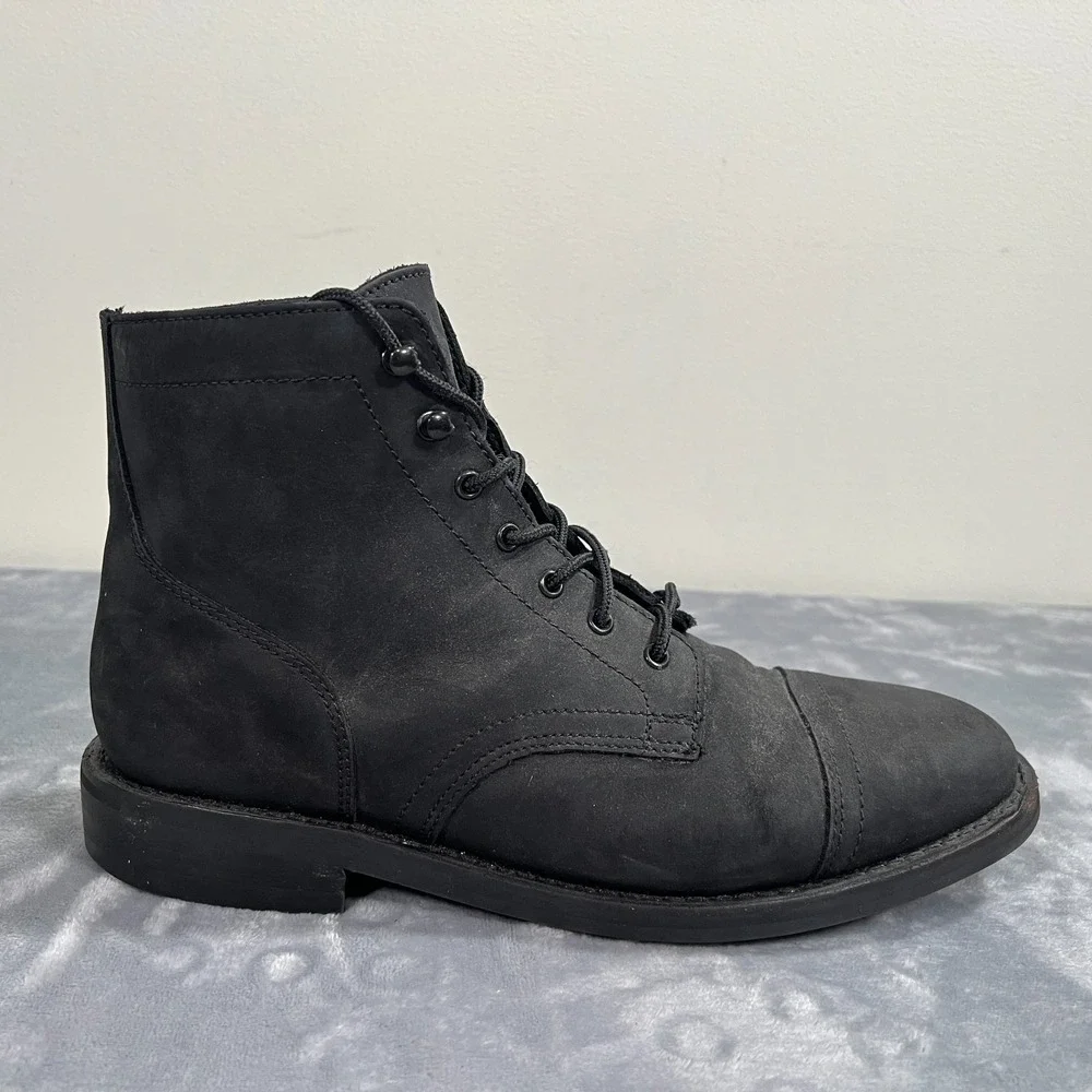 Thursday Captain Boots Mens Size 11 Black Matte Leather Lace Up Cap Toe Chukka